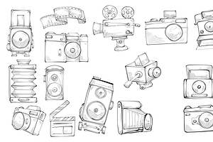 old camera handdrawn collection, an Object Graphic by nikagraphic
