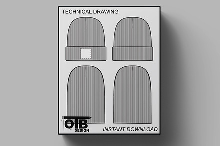 CUFF BEANIE HAT VECTOR MOCKUP, a Hat Mockup by ONTHEBIASDESIGN.COM