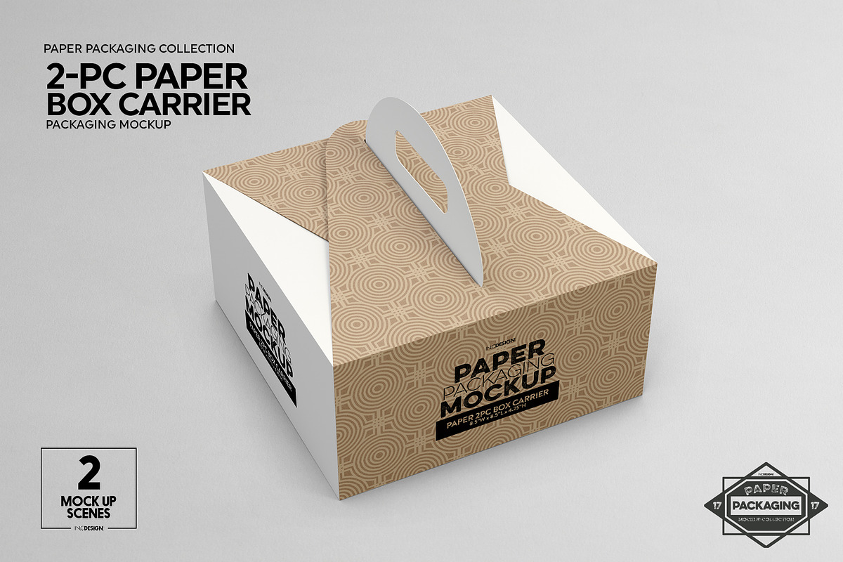 2pc PaperBox Carrier PackagingMockup, a Packaging Mockup by INCDesign (Photo 7 of 8)