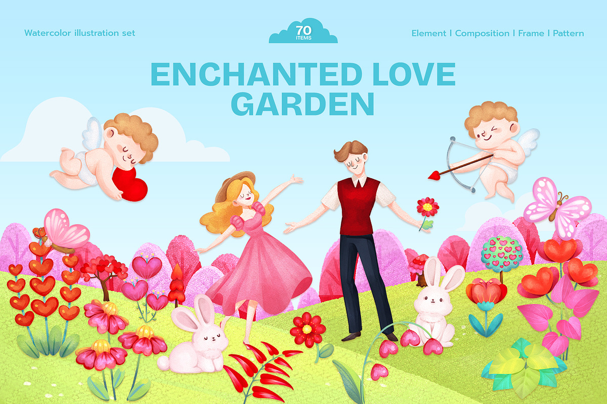 Enchanted Love Garden – Watercolor, a Seasonal Illustration by CreativeValuation (Photo 1 of 12)