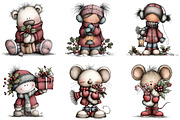 Whimsical Christmas Girls Clipart, an Illustration by DreamArtGraphic (Thumbnail 3 of 5)