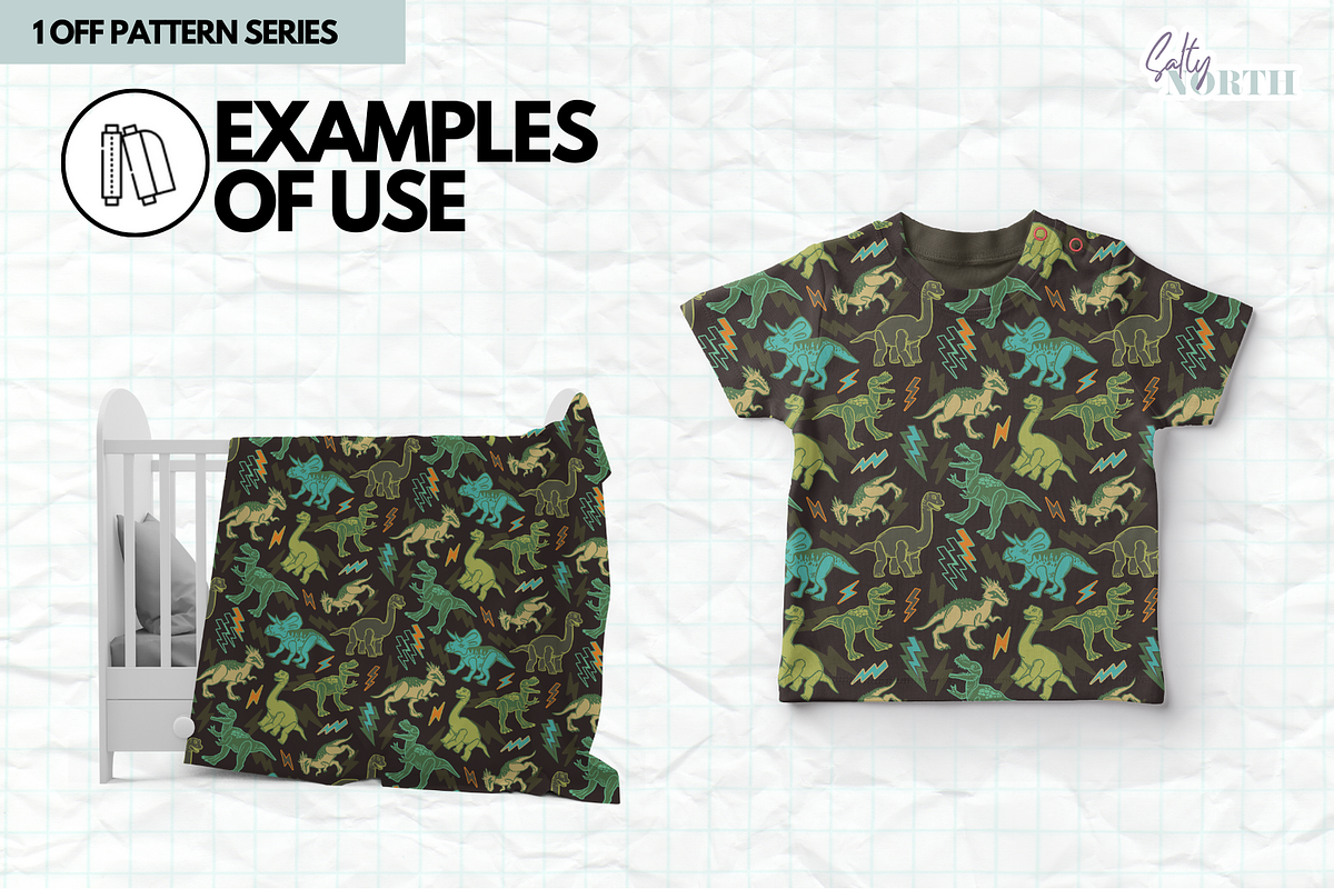 Dinosaur Lightning Pattern, a Pattern Graphic by Salty North Studio (Photo 4 of 4)