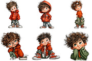 Whimsical Just Boys Clipart, an Illustration by DreamArtGraphic (Thumbnail 2 of 5)