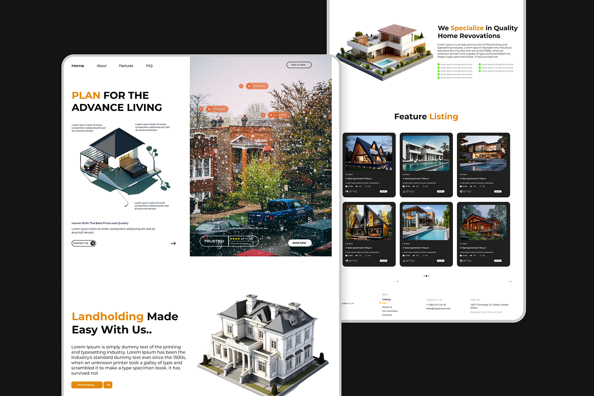 Real Estate Website Landing Page, an UI Kit Template by Hammad Arif