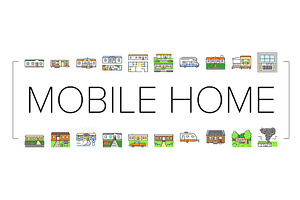 mobile home trailer, camper icons, an Illustration by pikepicture