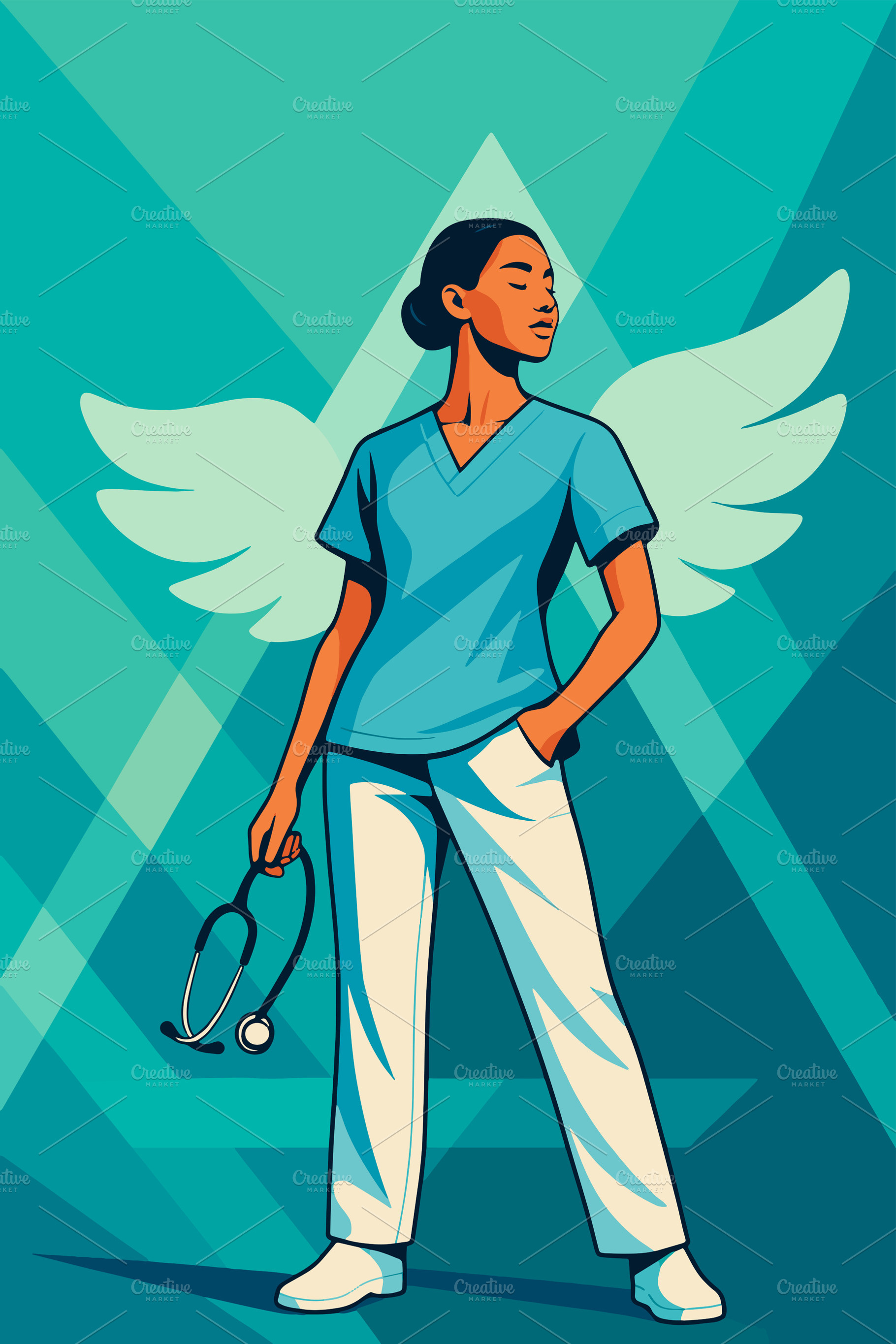 Heroic nurse with wings in honor of, a Health & Medical Photo by angellodeco