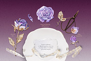 Purple Roses - Watercolour Clipart, a Decorative Illustration by Aquarellina (Thumbnail 3 of 14)