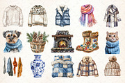 Watercolor Winter Cottage Clipart, an Illustration by Libby Wishes (Thumbnail 3 of 8)