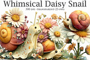 Whimsical Daisy Snail Clipart, a Seasonal Illustration by Designworld (Thumbnail 1 of 10)