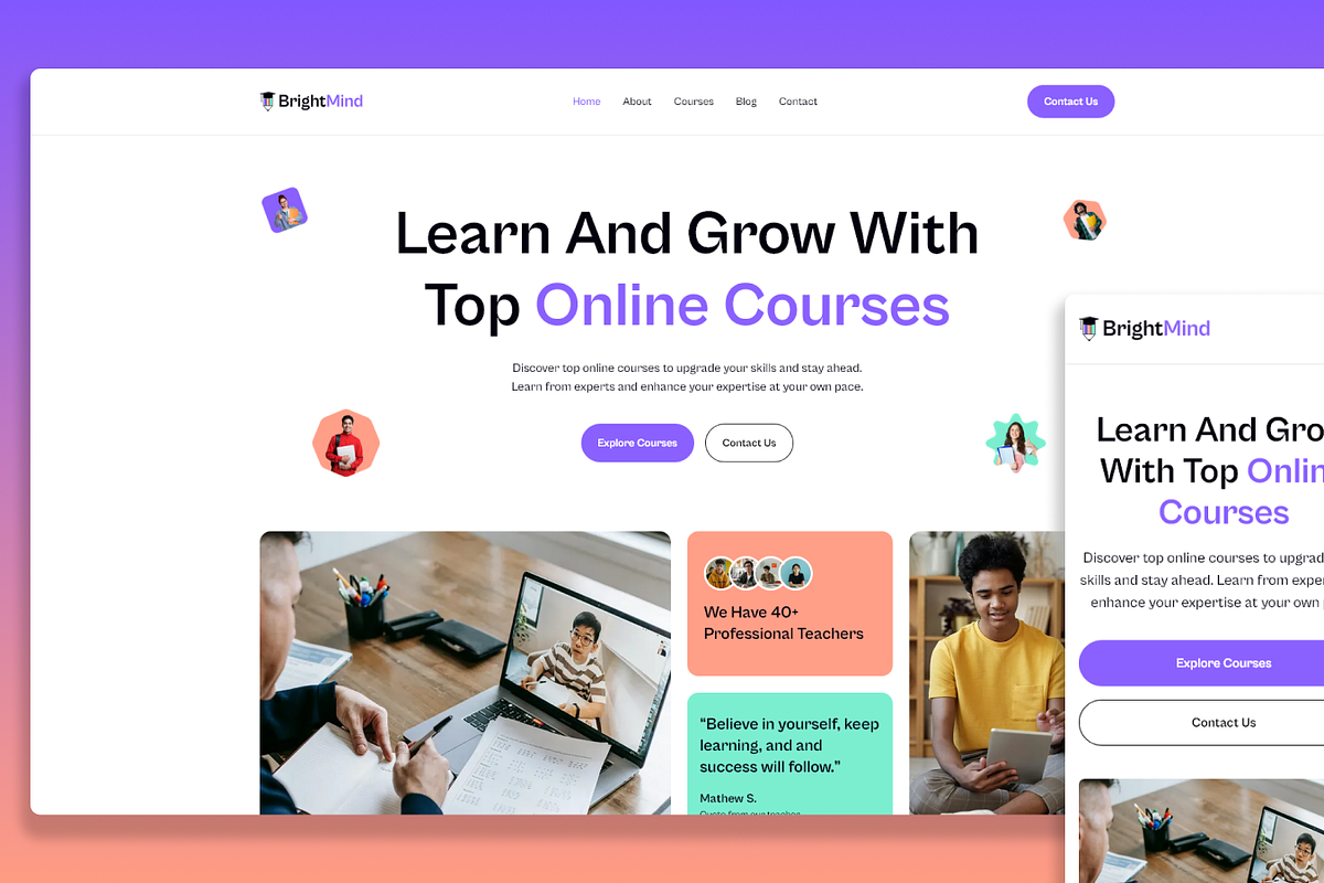 BrightMind –  Course Figma Template, an UI Kit Template by Flow Samurai Templates (Photo 1 of 5)