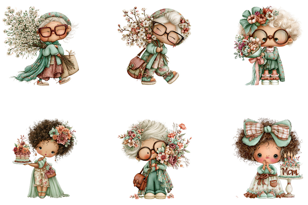 Mom & Grandma Birthday Clipart, a Seasonal Illustration by CreationArt (Photo 3 of 5)