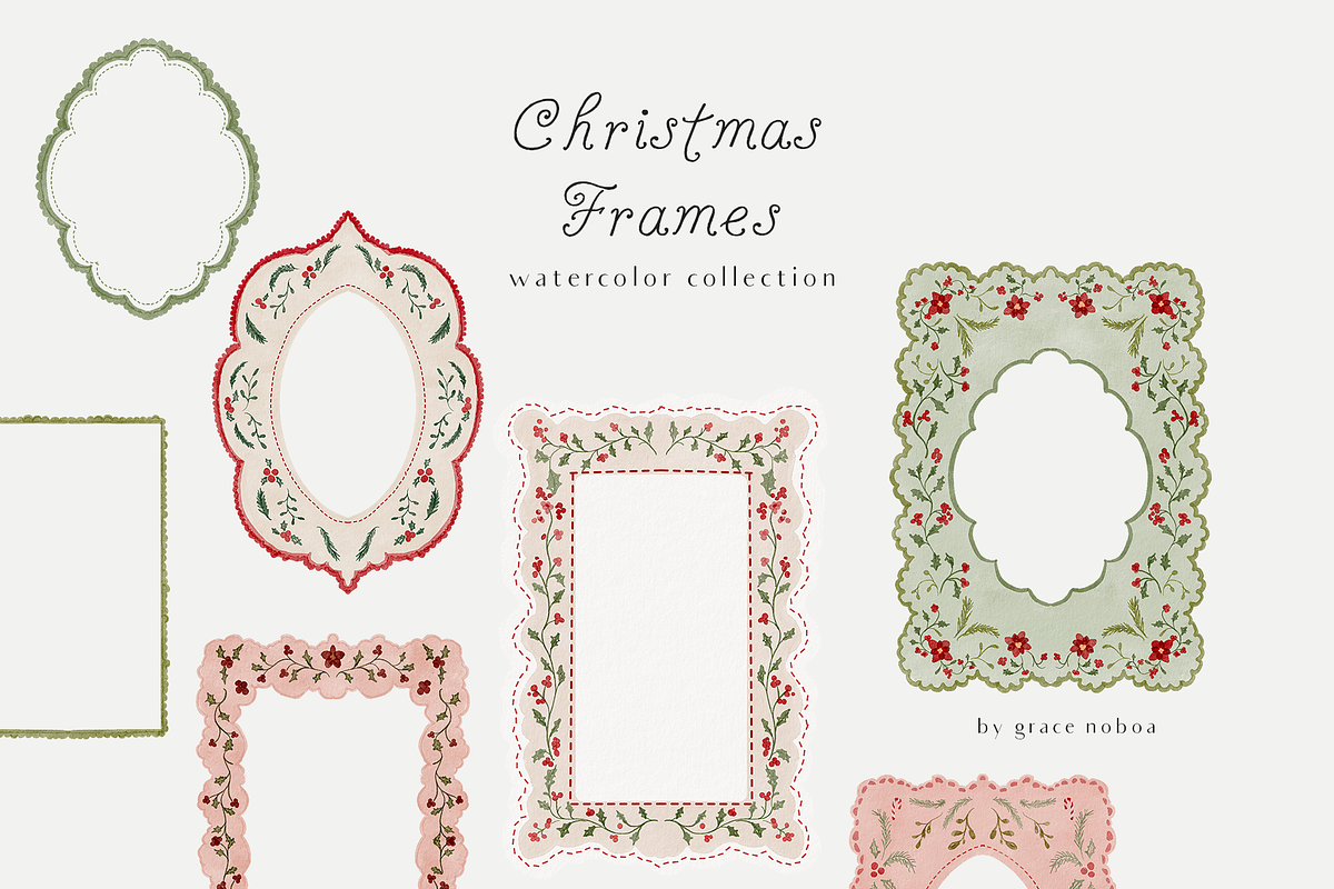 Christmas holiday frames backgrounds, a Background Graphic by Grace Noboa Illustrations (Photo 9 of 13)