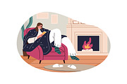 People freezing at home set, a Person Illustration by PaperTrident (Thumbnail 4 of 7)