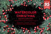 Watercolor Christmas cliparts, a Decorative Illustration by Anastasia Koba (Thumbnail 1 of 12)