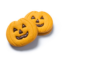 Halloween pumpkin sandwich cookies with chocolate filling, a Food & Drink Photo by etorres69