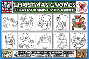 Cozy Christmas Gnomes Coloring Pages