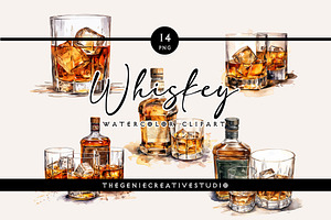 Watercolor PNG Whiskey Clipart