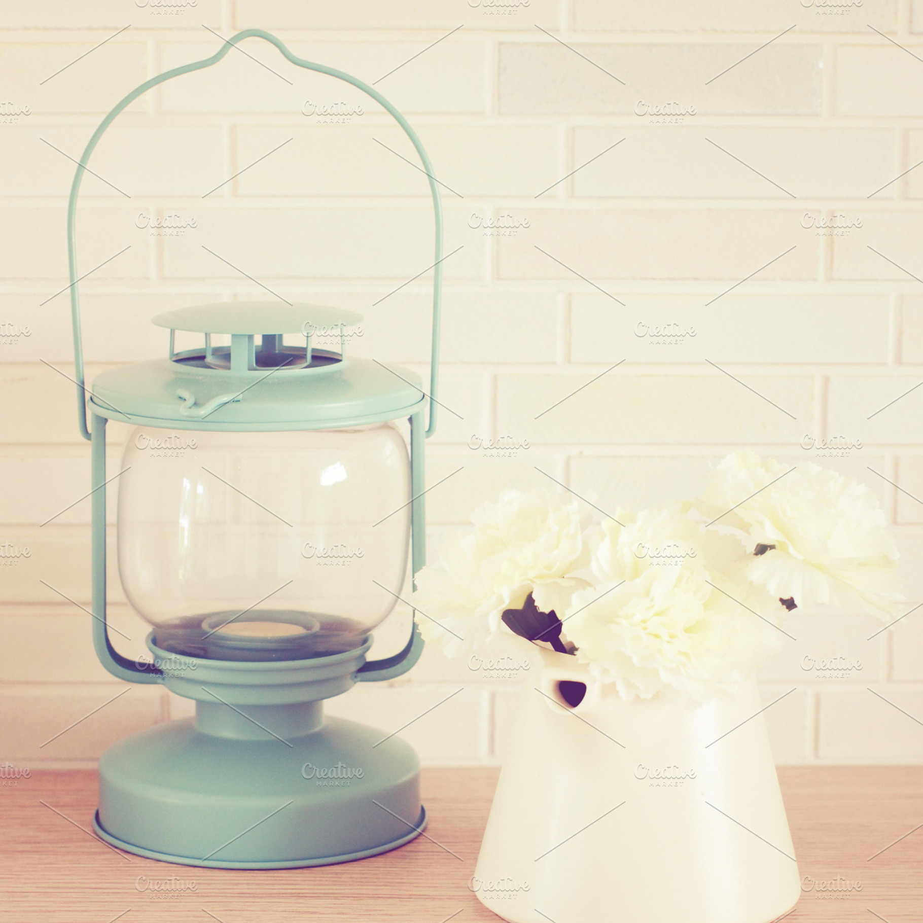 Vintage Lamp And Flower