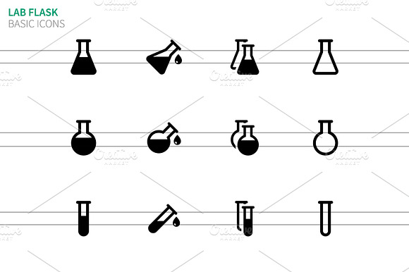 Lab Flask Icons On White Background