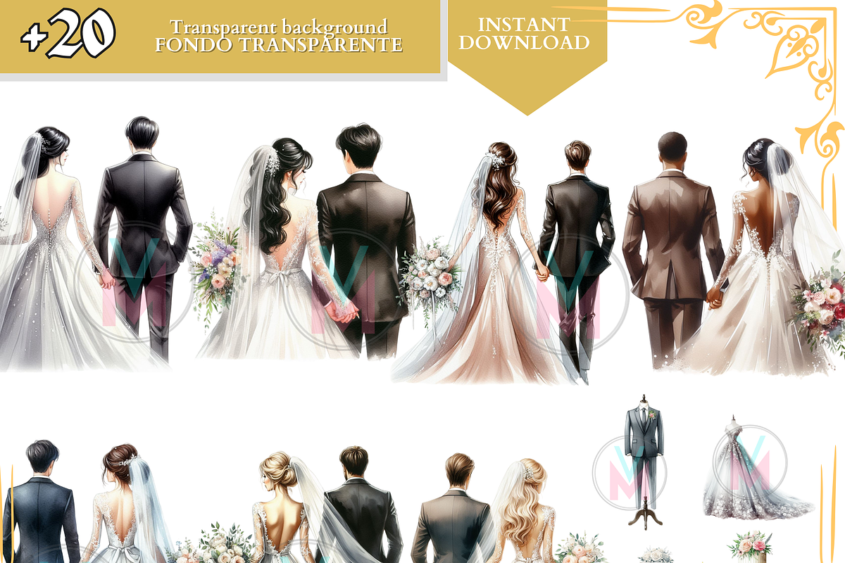 Bride and Groom Back Clipart Wedding, a Person Illustration by VM PARTYS  BY TAIRUMA (Photo 8 of 10)