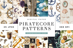 Piratecore Seamless Patterns, a Pattern Graphic by BusyDaydesign