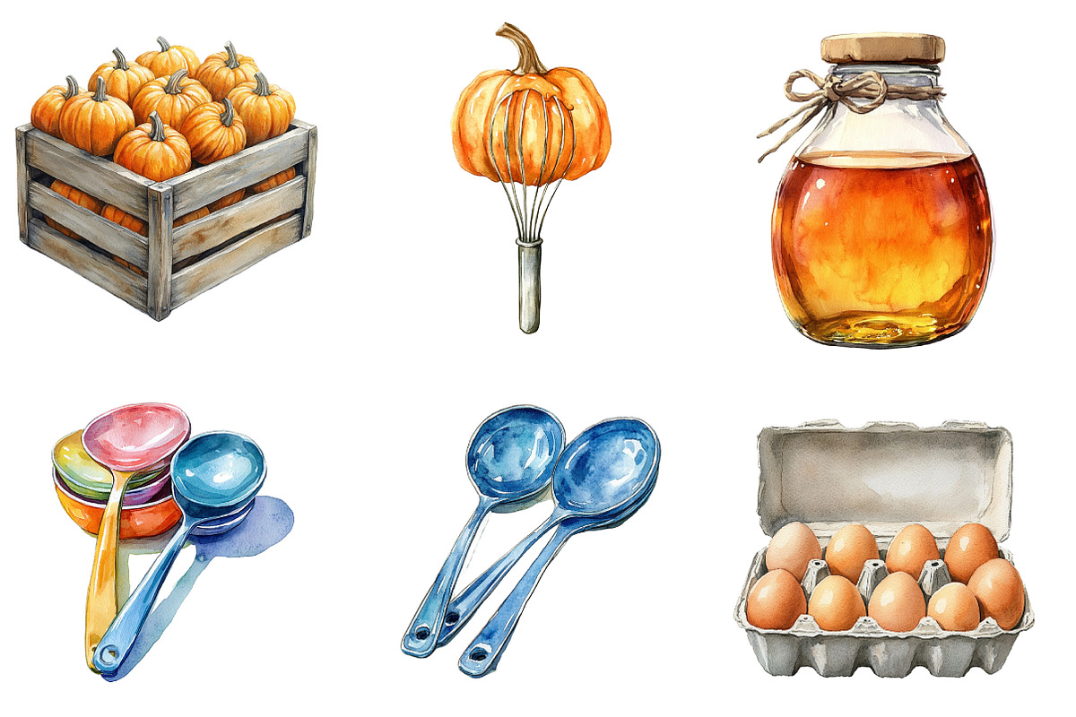 Thanksgiving Baking Watercolor Clipa, an Illustration by DreamCafeArt (Photo 3 of 5)