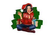 Christmas Pin-up girl, a Decorative Illustration by Ira Cvetnaya (Thumbnail 3 of 6)