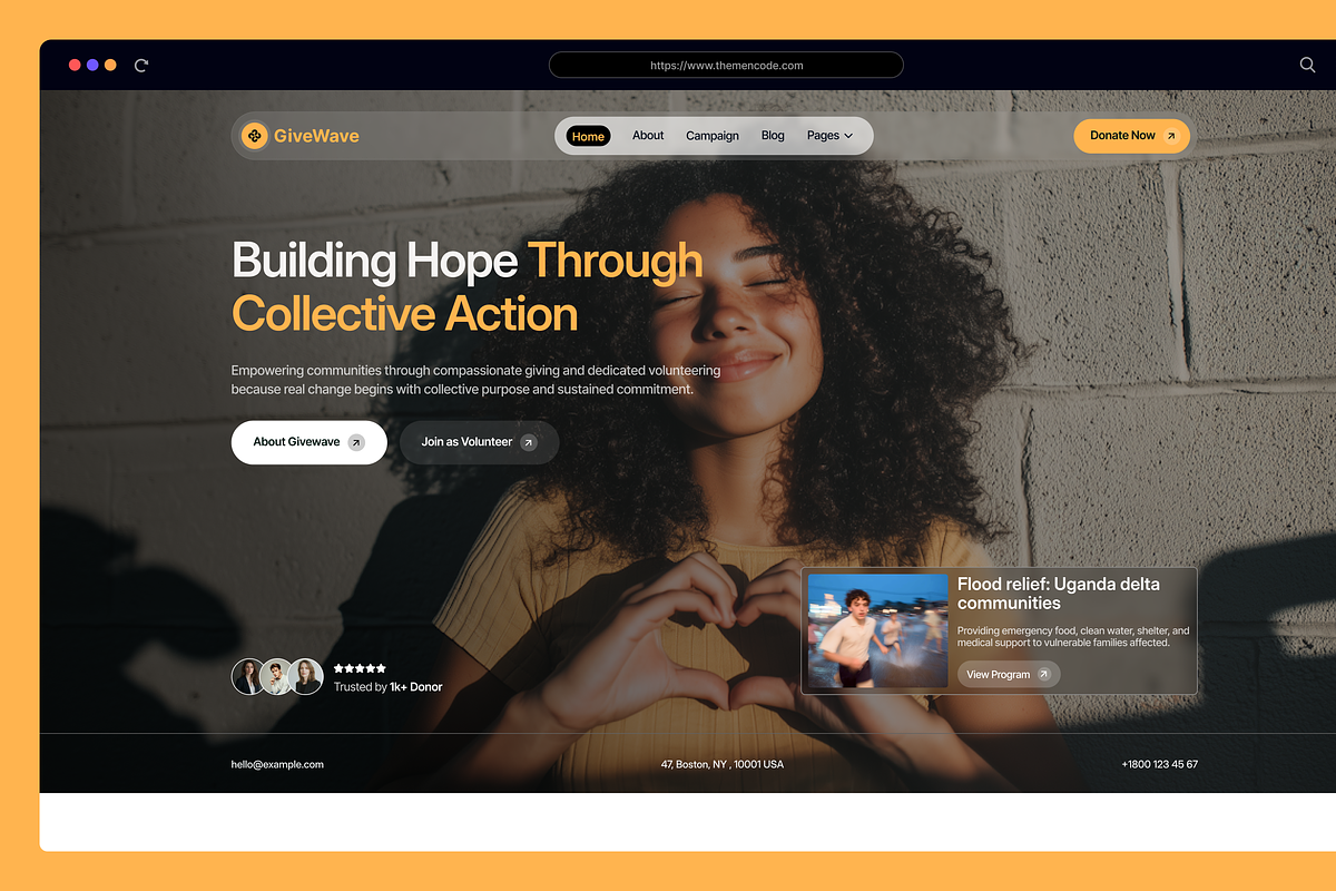 GiveWave – Charity Figma UI Template, an UI Kit Template by TNCFlow (Photo 1 of 5)