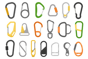 Carabiner clasps. Metal shackles, an Object Illustration by YummyBuum