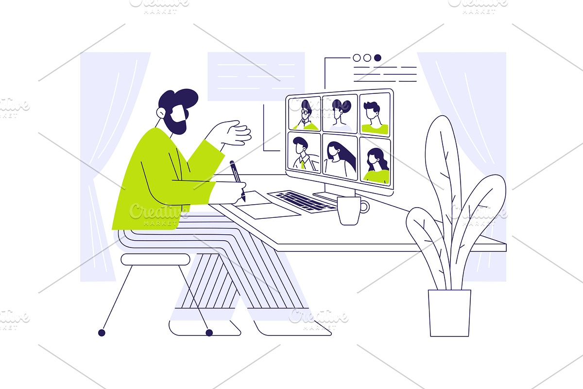 Online meeting isolated cartoon, a Finance Illustration by Visual Generation