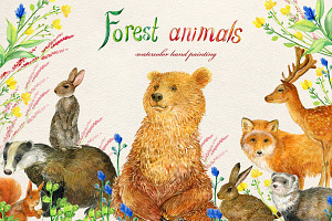 Forest Animals .watercolor