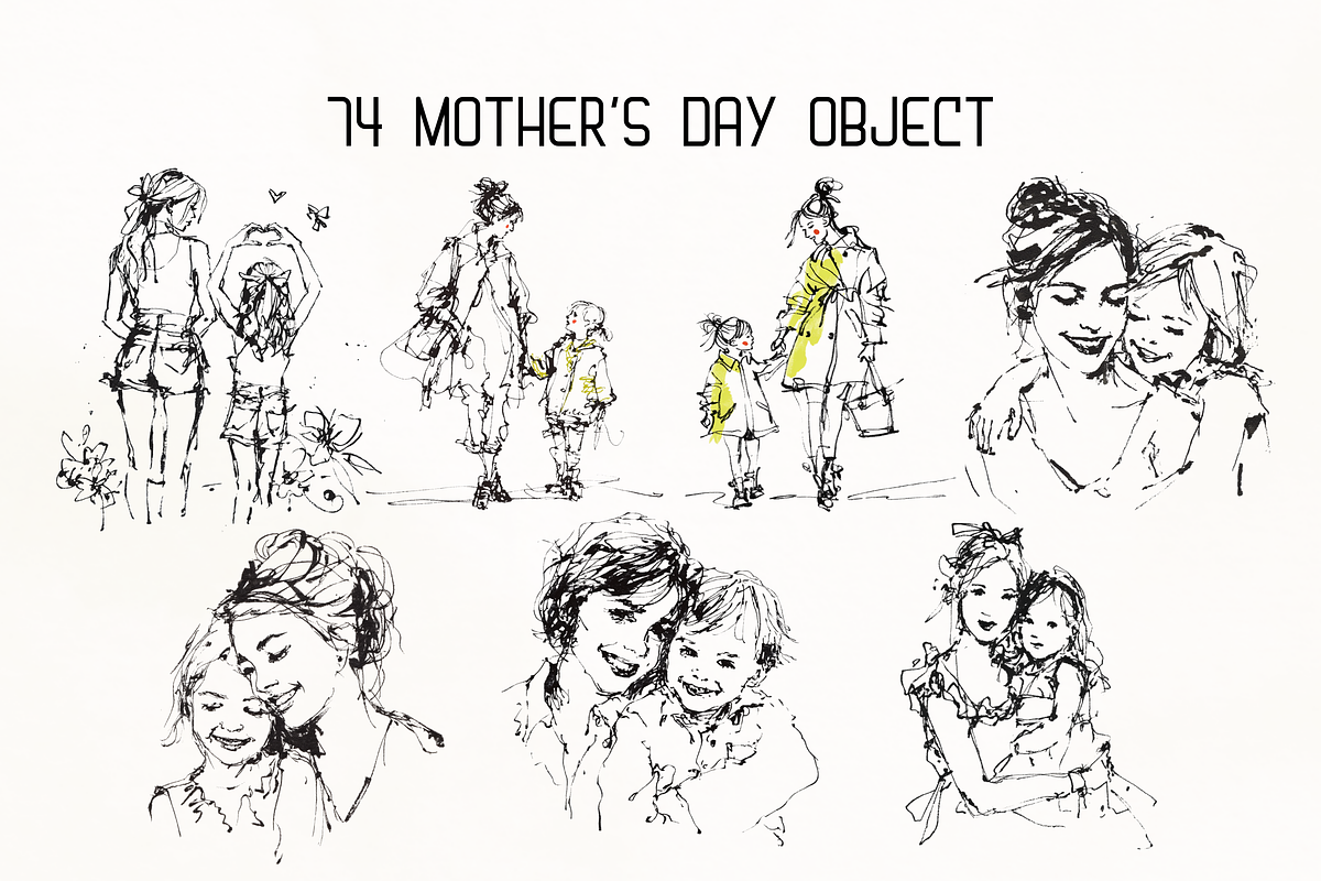 Whimsical Mother's Day Line Art Set, an Object Illustration by GiraffeCreative (Photo 2 of 16)