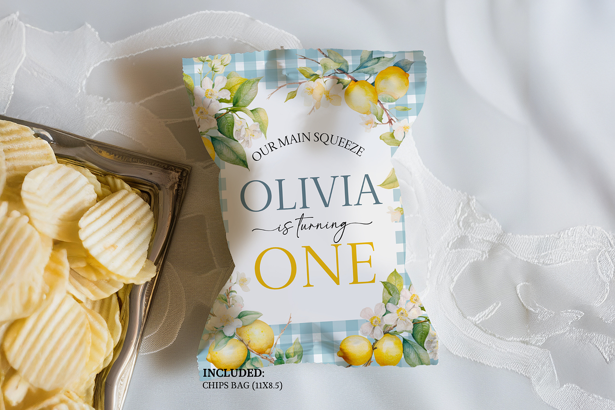 Lemon 1st Birthday Chips Bag Wrapper, a Templates & Theme by Digital_Mind (Photo 2 of 2)