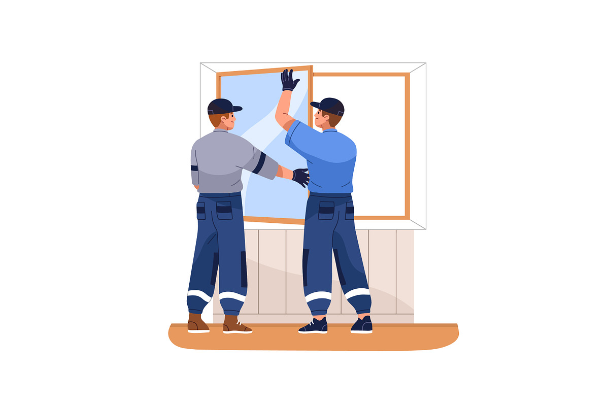 Workers repair houses set, a Person Illustration by PaperTrident (Photo 16 of 19)