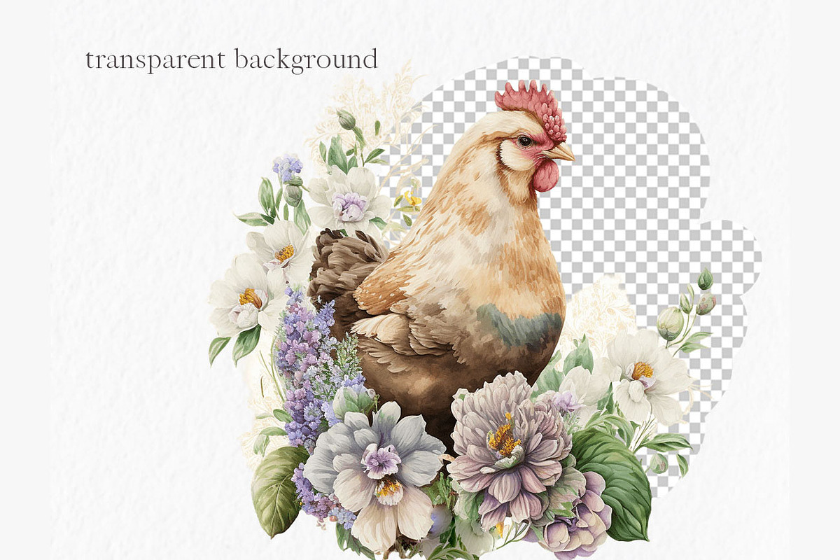 Village chickens Watercolor Clipart, an Object Graphic by MyLittleMeow (Photo 7 of 7)