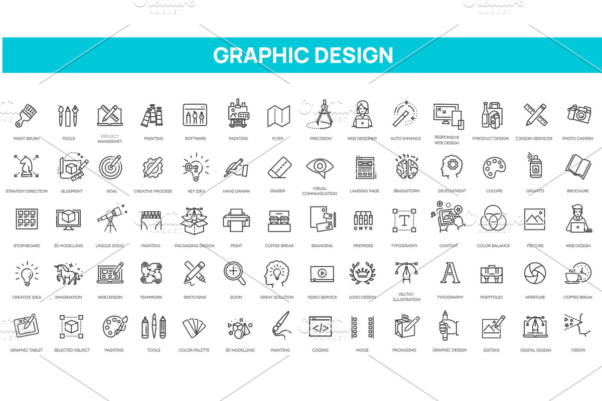 Graphic Design Icons Set, an Outline Icon by Tettygreen (Photo 1 of 3)