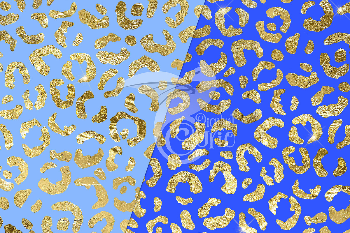Blue Glam Leopard Digital Paper, a Texture Graphic by Digital Curio