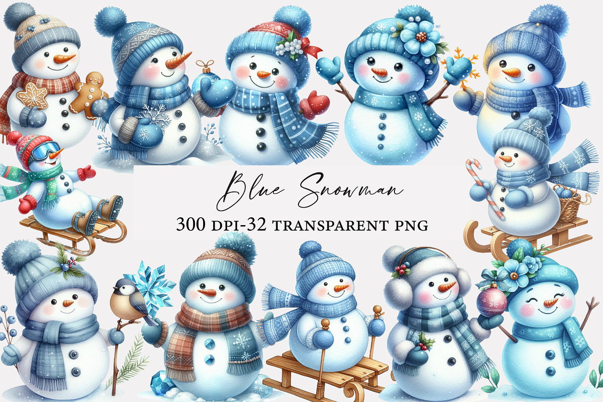 Blue Snowman Clipart, an Illustration by Designworld (Photo 1 of 5)