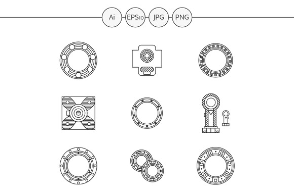 Bearings Line Vector Icons. Set 1