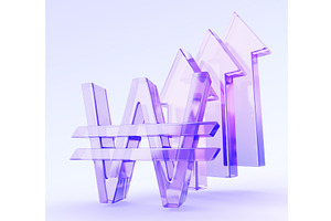 Hologram glass 3D Korean won sign, a Finance Illustration by Marozhkastudio