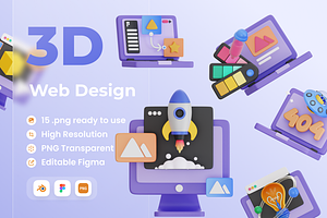 Web Design 3D Illustration, an Object 3D Model by Vektora Studio