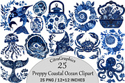 Preppy Coastal Ocean Clipart Bundle, a Seasonal Illustration by CitraGraphics (Thumbnail 1 of 5)