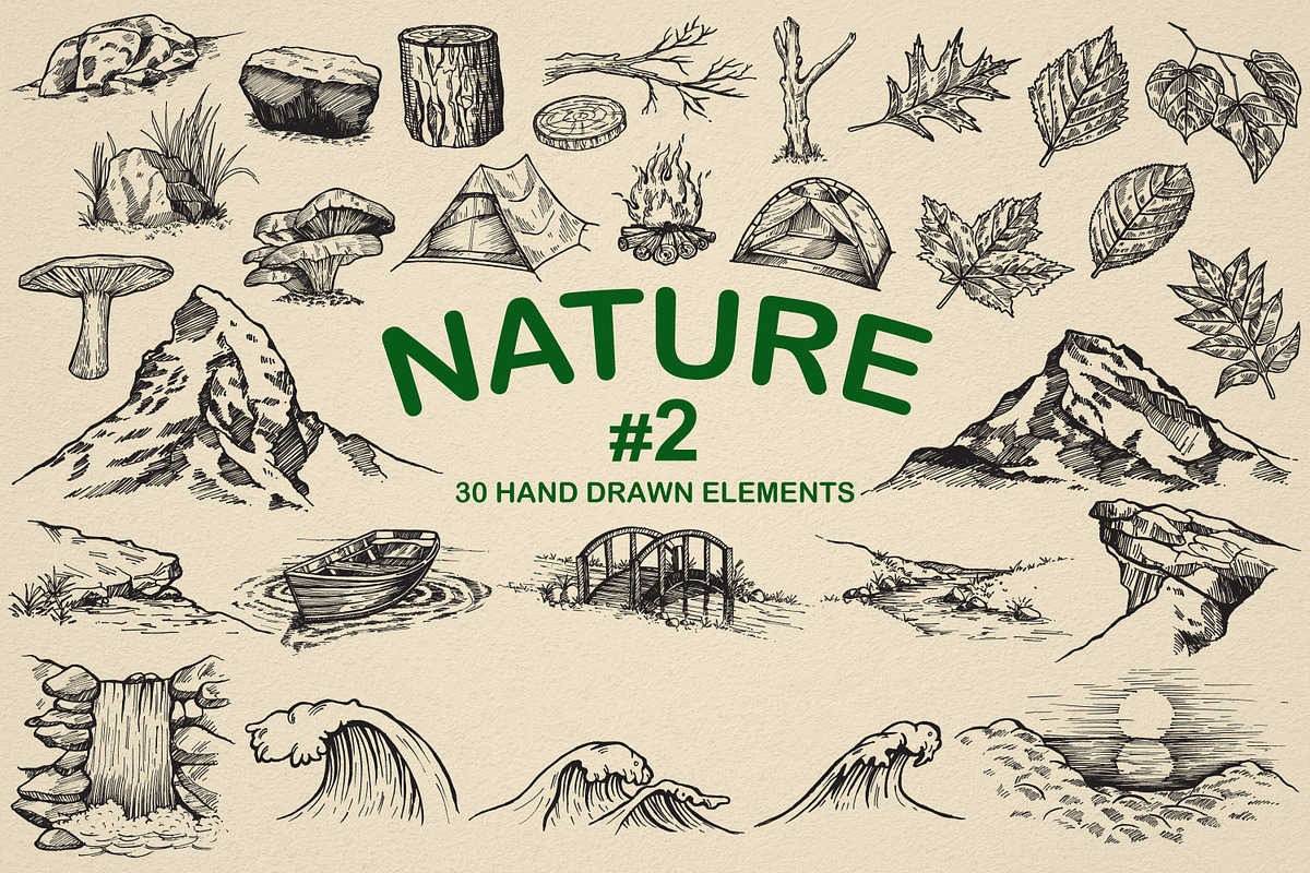 Nature Forest Hand drawn Elements #2, an Illustration by Artolabs (Photo 1 of 6)