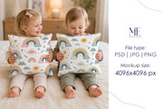 Kids Square Pillow Cushion Mockup, a Household Mockup by Mie Mockup Studio (Thumbnail 5 of 5)