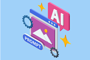 Isometric illustration of AI prompt, a Technology Illustration by Golden Sikorka