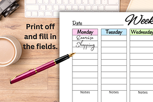 Weekly Digital Planner Printable PNG