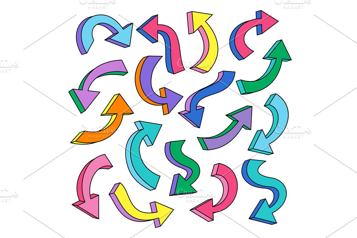 Colorful curved arrows. Vector, an Object Illustration by GraphiShop
