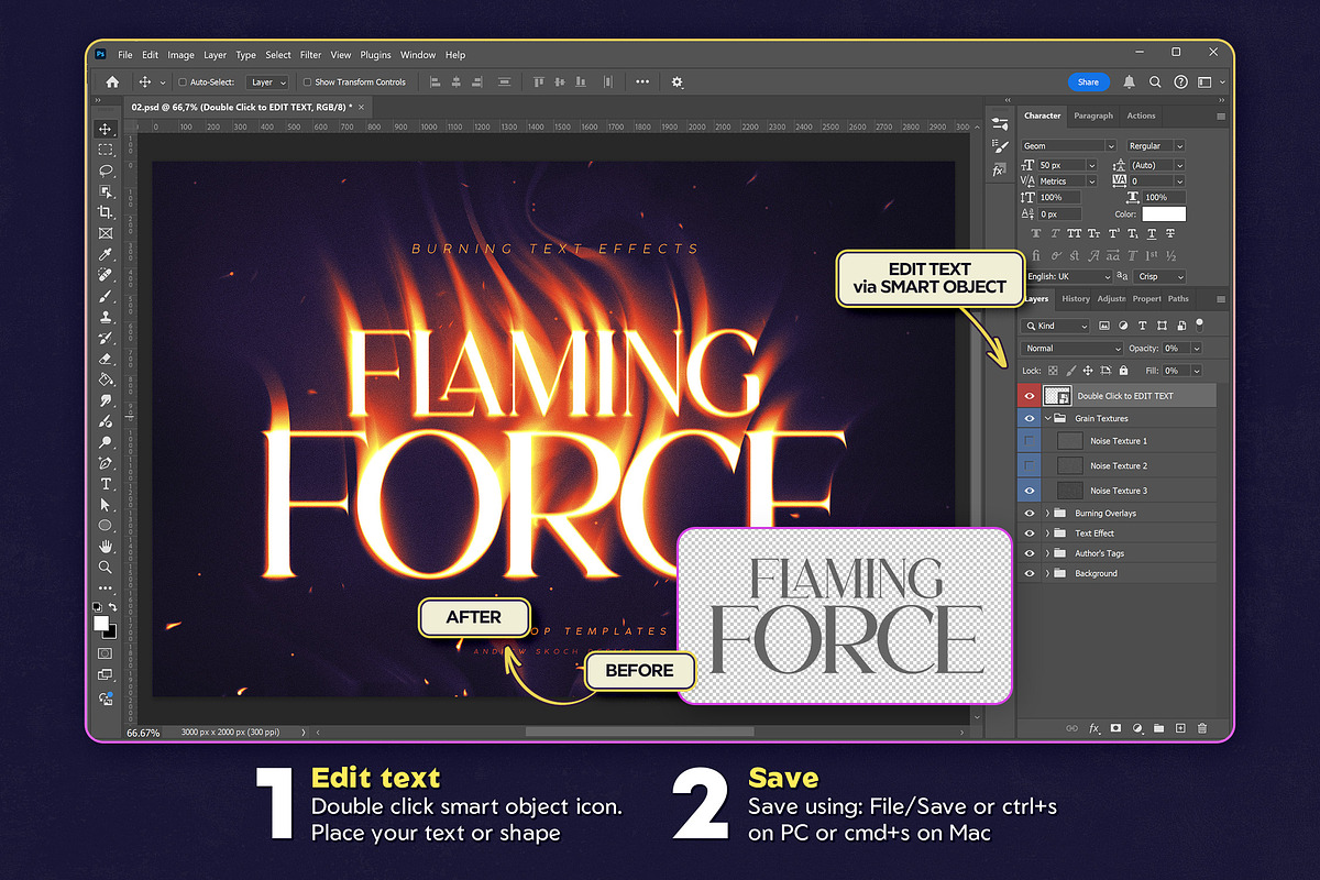 Burning Text Effects, an Action Add-On by Andrew Skoch Design (Photo 2 of 9)