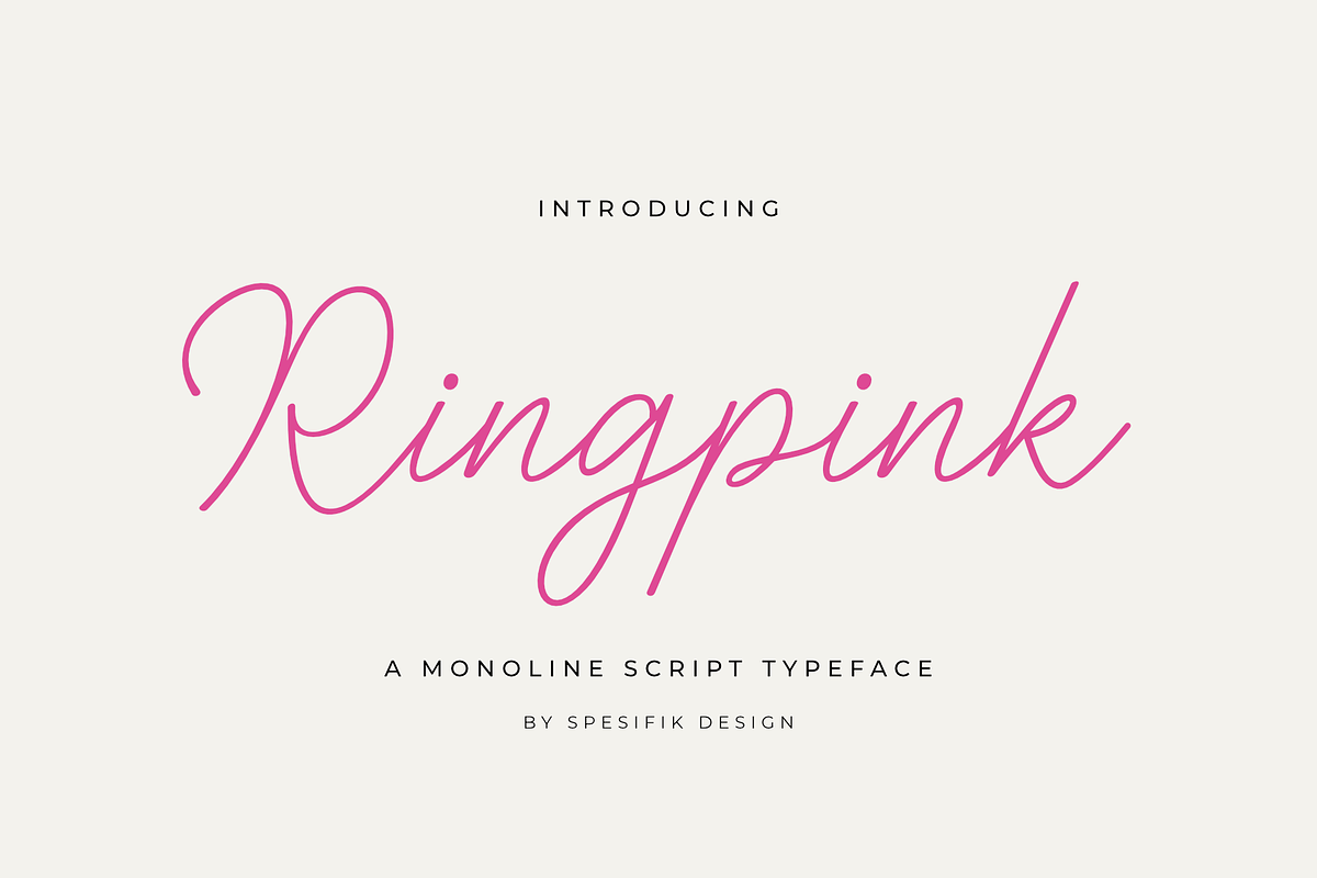 Ringpink - Monoline Script Font, a Script Font by Spesifikstd (Photo 1 of 8)