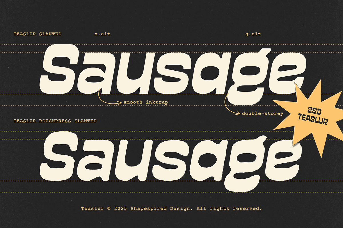 Teaslur - A Funky Modular Sans Serif, a Sans Serif Font by Shapespired Design (Photo 10 of 16)